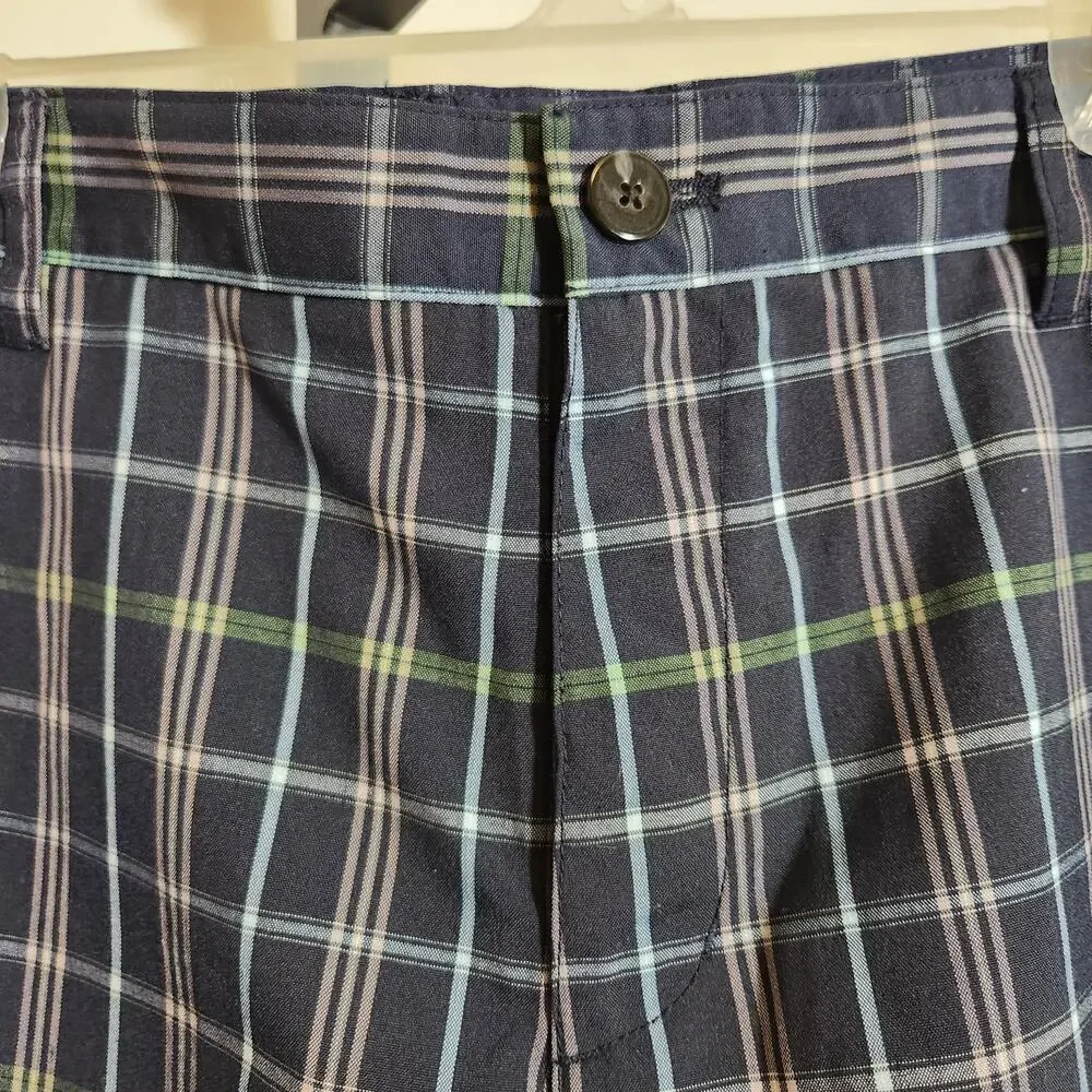 ADIDAS Navy Plaid Golf Shorts, Size 32